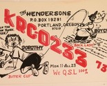 Vintage Ham radio Amateur Card KRC 0233 Portland Oregon  Hendersons - $4.94