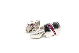 Natural Ruby Silver Cufflinks, Solid 925 Silver Cufflinks, Precious Gems... - £231.21 GBP