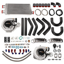 Twin Turbo Intercooler+Piping BOV Oil Line Kit T3 T04E Universal Turbocharger - $582.98