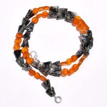 Natural Rutile Quartz Carnelian Gemstone Mix Shape Beads Necklace 18&quot; UB-5839 - £7.70 GBP