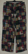 Excellent Mens J.Crew Madras Plaid Flannel Pajama Lounge Pant W/ Pockets Size L - £26.12 GBP