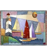 72x54 LIGHTHOUSE Sailboats Boat Tapestry Throw Blanket  - £48.06 GBP