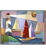 72x54 LIGHTHOUSE Sailboats Boat Tapestry Throw Blanket  - $61.38