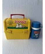 Vintage Have Lunch With Snoopy Lunch Box Yellow with Plastic Thermos Bra... - €30,73 EUR