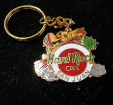 Vintage Hard Rock Cafe San Juan Puerto Rico Enameled Gold Multicolor Key... - $24.21 CAD