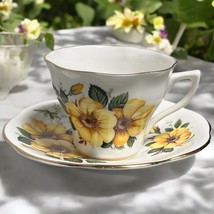 Vintage Yellow Rose Cup &amp; Saucer Set Bone China Made In England - $15.00