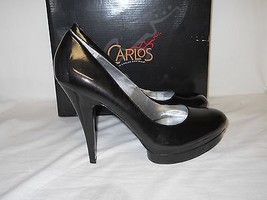 Carlos Santana New Womens Black Vintage Patent Platform Heels 9 M Shoes NWB - £53.43 GBP