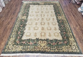 Vintage Nepalese Area Rug 6x9 Handmade Tibetan European Aubusson Wool Carpet - £683.40 GBP