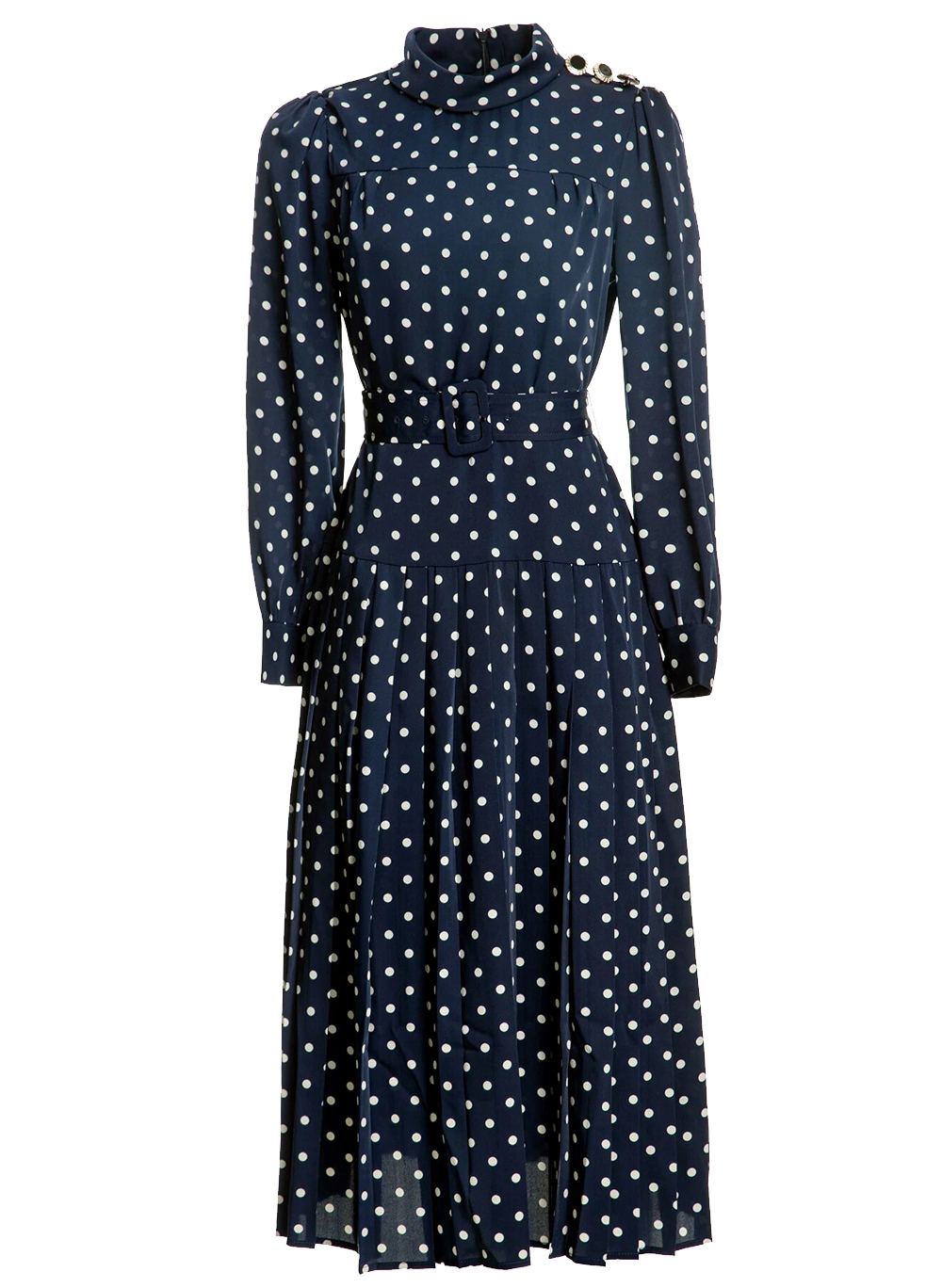 Kate Middleton Inspired Victorian Navy Polka Dot Print Puffy Pleated Dress OZ Item image 10