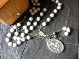 ROSARY of SAINT GERARD Majella beads in white Murano glass Italy Origina... - £21.23 GBP