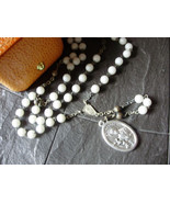 ROSARY of SAINT GERARD Majella beads in white Murano glass Italy Origina... - £21.23 GBP
