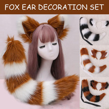 60cm Soft Furry Wolf Fox Tail w/ Ears Headband Anime Cosplay Props Costume - £11.25 GBP