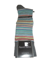 NEW Mens KENNETH ROBERTS  Rainbow Stripe SOCKS  Rayon Blend 8 - 12 Color... - £15.44 GBP