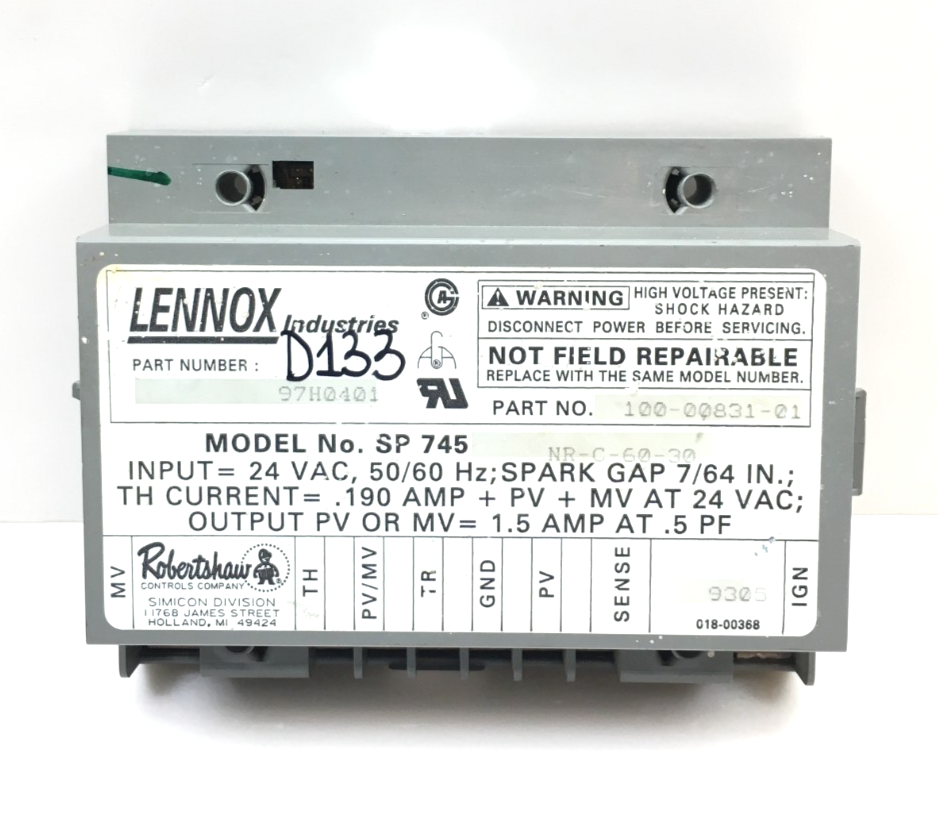 Lennox SP745 97H0401  Ignition Control Board NR-C-60-30 100-00831-01 use... - $139.00