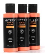 3 Bottles Arteza 4 Oz Premium Acrylic Colors A702 Shady Orange Non Toxic - £19.15 GBP