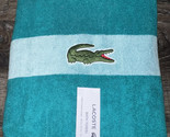 Lacoste ~ Teal Blue Bath Towel 100% Cotton 30&quot; x 52&quot; Big Crocodile Logo - $29.07