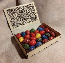 Original Easter gift Set Openwork book Box with 20 Small Ukrainian Eggs Pysanka - £38.98 GBP