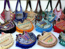 Set Tragetasche Boho Schulter Hippie Taschen Mehrfarbig Strand Gypsy Bestickt - £24.06 GBP+