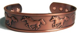 RUNNING HORSES PURE COPPER SIX MAGNET CUFFED BRACELET  health pain relie... - £9.83 GBP