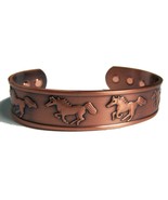 RUNNING HORSES PURE COPPER SIX MAGNET CUFFED BRACELET  health pain relie... - $12.30