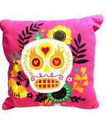 Sugar Skull Decorative Throw Pillow 2 Sided Flowers Embroidered 16&quot;x 16&quot;... - $18.39