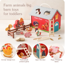 Wooden Multi-functional Farmhouse Decoration &amp; Animal Playhouse Educational Toy - £36.91 GBP