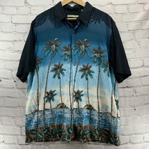 Batik Bay Hawaiian Shirt Mens sz L Large Blue Palm Trees Beach Print - £15.63 GBP