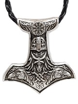 Thor&#39;s Hammer Necklace Ravens Odin Vegvisir All Father Ravens Sun Wheel Pendant - £6.94 GBP