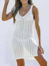Women&#39;s Solid Color Resort Hollow Out Crochet Beach Dress With Slits Cover-up |  - £23.47 GBP