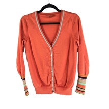 Modcloth Womens Cardigan Sweater Button Front V Neck Orange S - £11.58 GBP
