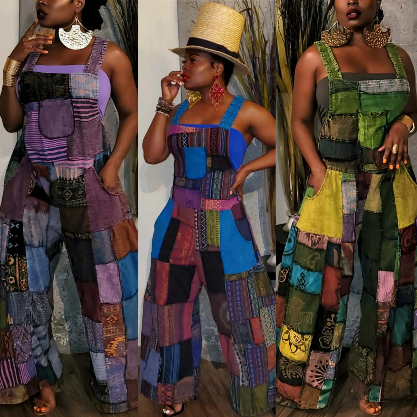 Highstreet Patch Print Loose  Jumpsuit