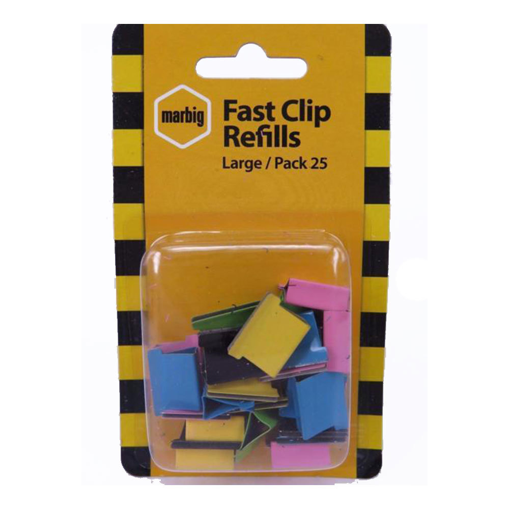Marbig Large Coloured Fast Clip Refills (Pack of 25) - $23.89