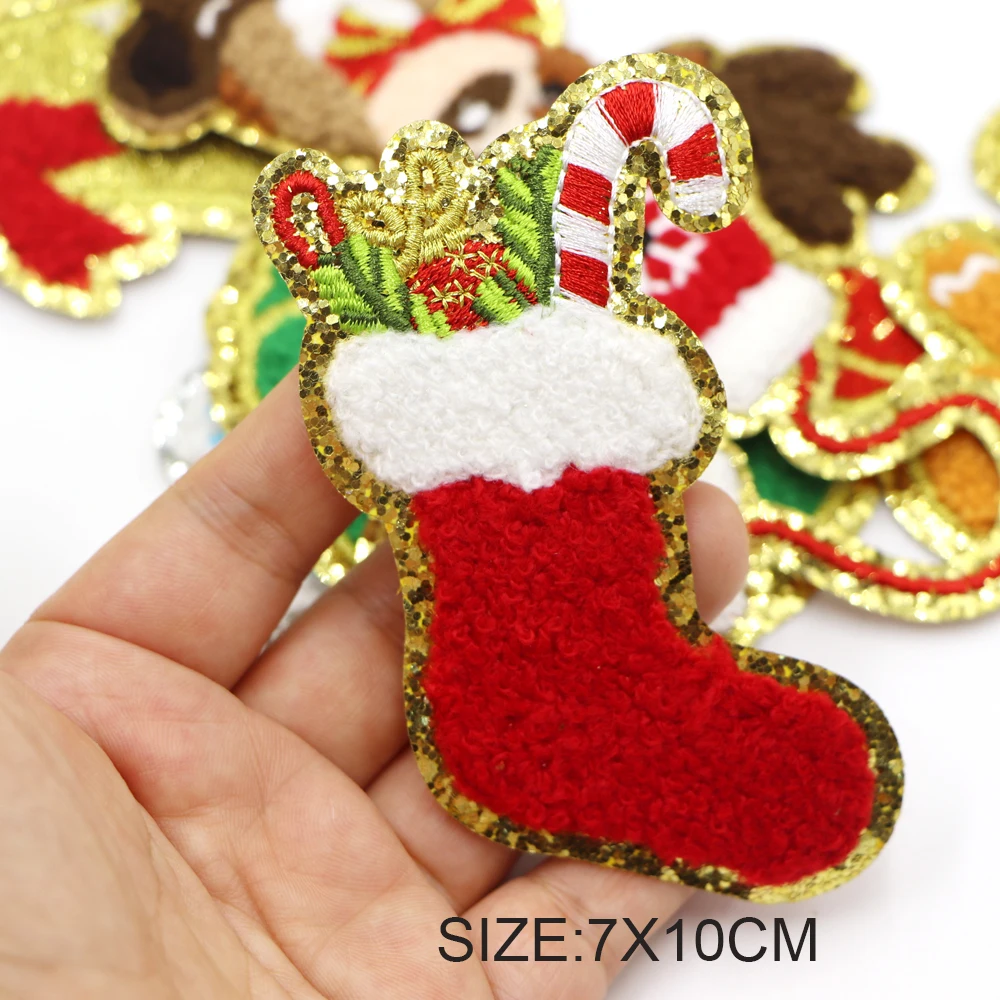 New 1PC Christmas Chenille Iron-On Patches for Clothes &amp; Jackets - £13.10 GBP