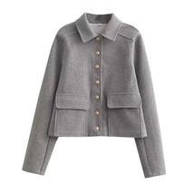 SLTNX Fashion Jackets for Women 2023 Spring Coats Turndown Collar with Button Ch - £37.07 GBP