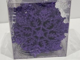 24pc Christmas Glitter Purple Snowflake Ornaments Tree Decor 4&quot; - £14.07 GBP