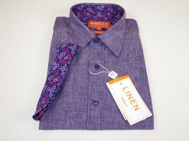 Men Premium Quality Soft Linen Sports Shirt INSERCH Short Sleeves SS717 Purple image 4