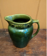 HTF Vintage MCCOY Pottery 7&quot; Pitcher, Forest Green Glaze 1911-1925 Unmarked - £28.94 GBP