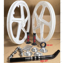 BMX Bicycle 20&quot; PVC Sport Rim Complete(White) WheelSet Hub.Seat Post DHL... - £77.94 GBP