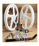 BMX Bicycle 20&quot; PVC Sport Rim Complete(White) WheelSet Hub.Seat Post DHL... - £78.53 GBP