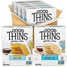 Good Thins Rice &amp; Corn Snacks Gluten Free Crackers Variety Pack, 4 Boxes - £25.70 GBP