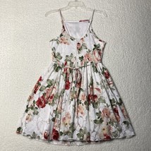 Charlotte Russe Sun Dress Womens M Lace Lined Tulle Straps Floral Tie Waist - $12.13