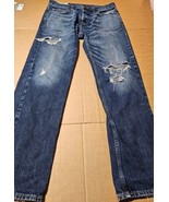 Hollister Classic Straight Distressed Jeans Mens 32x30 Ripped Blue Denim - €13,37 EUR