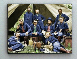 Rare Framed COLOR 1863 Civil War Union Soldiers Vintage Photo Jumbo Gicl... - $19.19