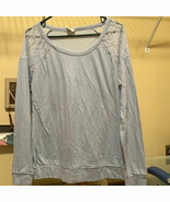 PINK Victoria’s Secret Gray pullover top sweatshirt lace front long slee... - $280.80 MXN