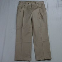 Jos A Bank 40 x 31 Khaki Traveler Collection Pleated Cuffed Dress Pants - £19.53 GBP