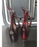 Vintage Mid Century Amber Art Glass Pitcher  Slim  - $403.32 MXN