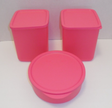 Set of 3 Tupperware Containers Pink (2) 1.8 Liter Square (1) 950 ML Round - £23.70 GBP