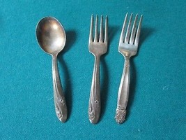 Vintage Holmes Edwards Deep Silver Baby FORKS AND SPOON - £43.63 GBP