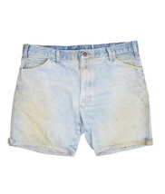 Vintage 80s Denim Shorts Mens 36 Jorts Medium Wash Jeans Distressed Cut Off - £12.89 GBP