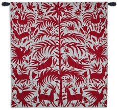 53x58 OTOMI POPPY Floral Nature Mexico Style Art Tapestry Wall Hanging - £216.84 GBP